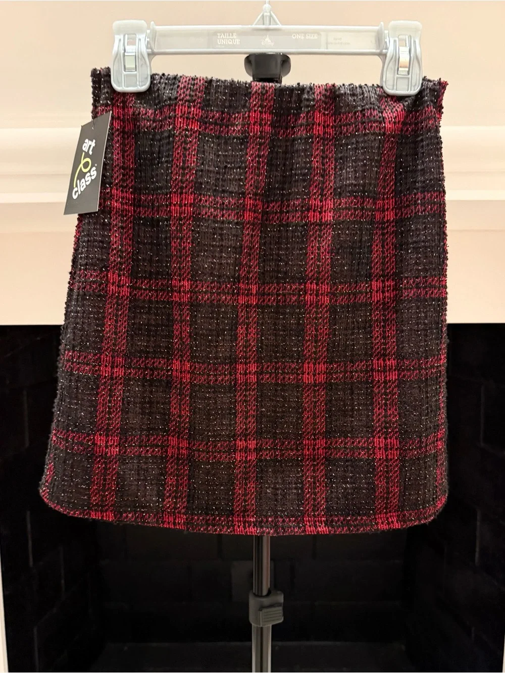 art class Black and Red Plaid Tweed Skirt- Girls 10-12